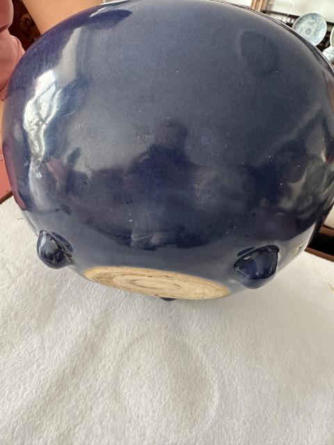 古玩陶瓷清中景德鎮窯口霽藍釉三乳足缽式香爐拍賣，當前價格3650元