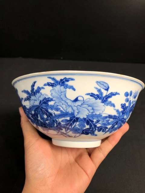 古玩陶瓷官窯-大清光緒年制 青花花卉紋大碗拍賣,當前價格28000元