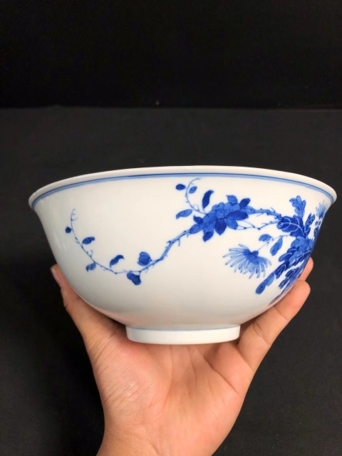 古玩陶瓷官窯-大清光緒年制 青花花卉紋大碗拍賣,當前價格28000元