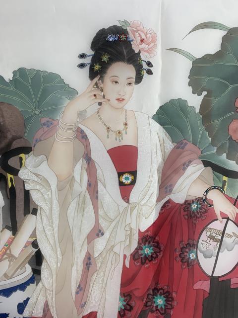 古玩字畫著名畫家張冬蕊 仕女圖帶合影拍賣,當前價格998元