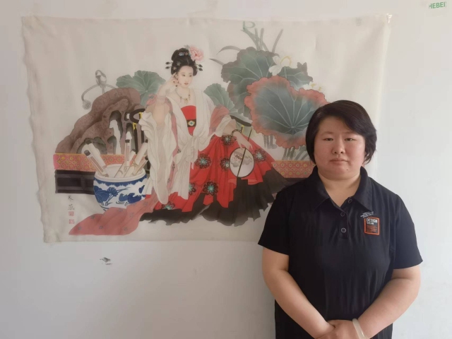 古玩字畫著名畫家張冬蕊 仕女圖帶合影拍賣,當前價格998元