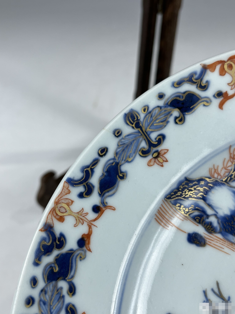 古玩陶瓷【清倉處理】乾隆青花礬紅描金亭臺樓閣山水盤拍賣,當前價格1388元