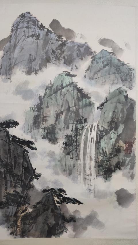 古玩字畫雅昌拍賣回來中國(guó)當(dāng)代著名書畫家馬泉飛瀑嵐秀圖拍賣，當(dāng)前價(jià)格6000元