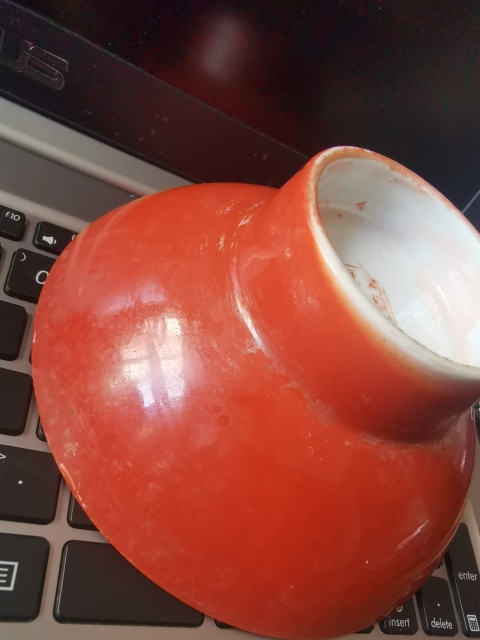 古玩陶瓷民國，礬紅高足碗一對，全品。拍賣，當前價格1666元