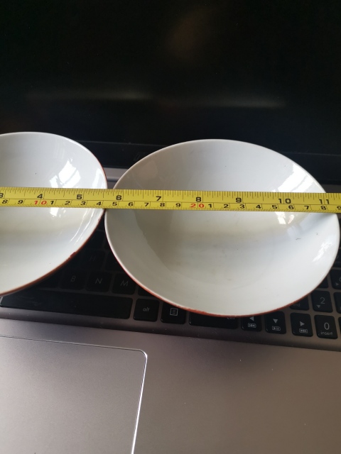 古玩陶瓷民國，礬紅高足碗一對，全品。拍賣，當前價格1666元