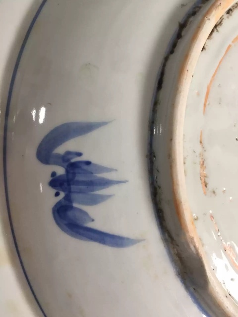 古玩陶瓷鹿鶴同春青花大盤拍賣，當前價格30000元