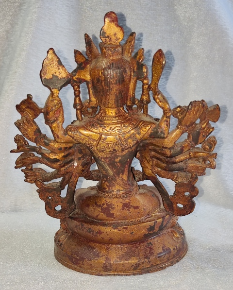 古玩雜項銅漆金千手觀音坐像拍賣，當前價格18888元