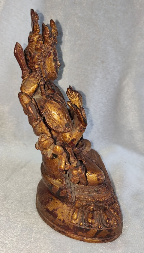 古玩雜項銅漆金千手觀音坐像拍賣，當前價格18888元