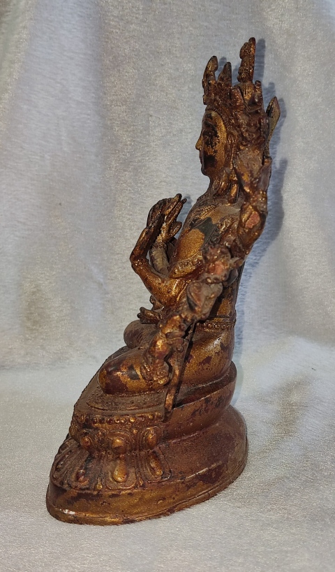 古玩雜項銅漆金千手觀音坐像拍賣，當前價格18888元