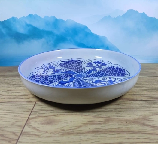 古玩陶瓷花卉紋青花盤拍賣，當前價格350元