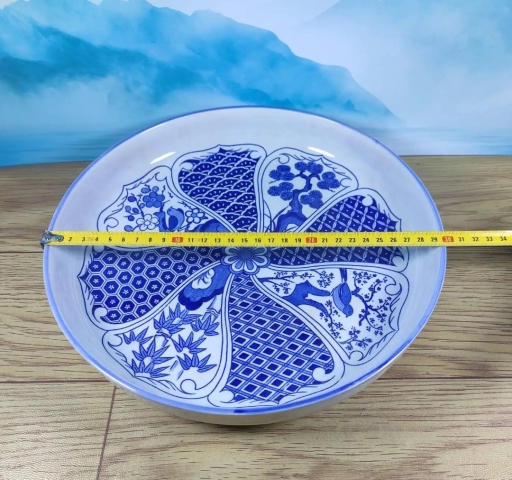 古玩陶瓷花卉紋青花盤拍賣，當前價格350元