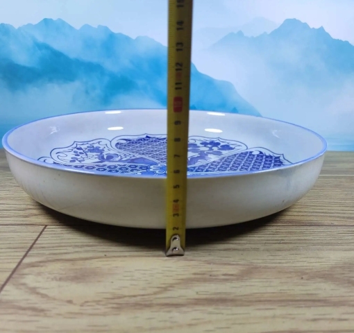 古玩陶瓷花卉紋青花盤拍賣，當前價格350元