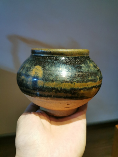 古玩陶瓷元代?兔毫釉窯變茶入拍賣,當前價格6300元