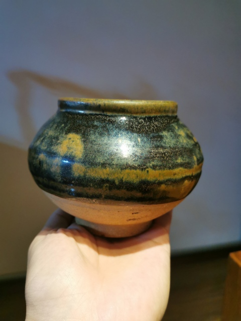 古玩陶瓷元代?兔毫釉窯變茶入拍賣,當前價格6300元