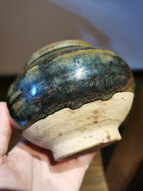 古玩陶瓷元代?兔毫釉窯變茶入拍賣,當前價格6300元