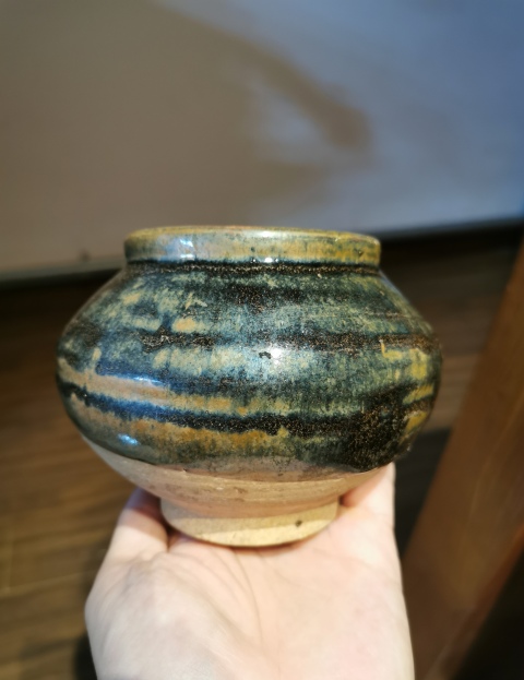 古玩陶瓷元代?兔毫釉窯變茶入拍賣,當前價格6300元