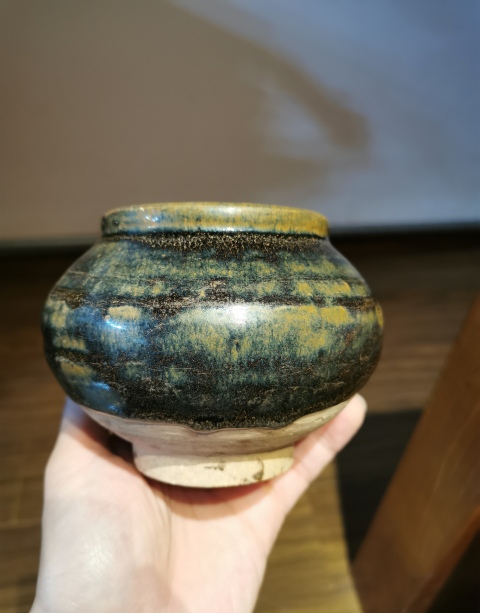 古玩陶瓷元代?兔毫釉窯變茶入拍賣,當前價格6300元