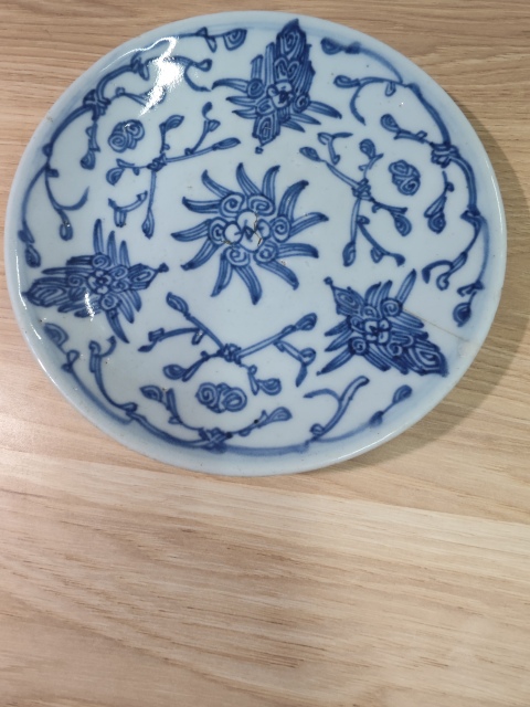 古玩陶瓷清中期花卉紋青花盤B拍賣，當(dāng)前價(jià)格160元