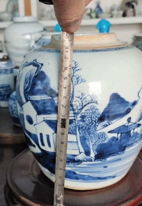 古玩陶瓷山水紋青花罐拍賣，當前價格2600元