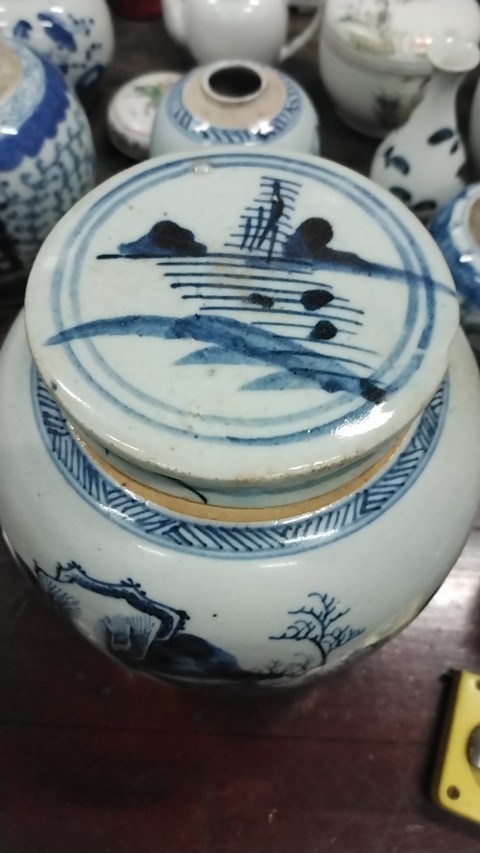 古玩陶瓷山水紋青花罐拍賣，當前價格2600元