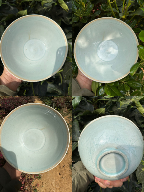 古玩陶瓷湖田窯影青釉篦劃萱草紋面包碗拍賣,當前價格8000元