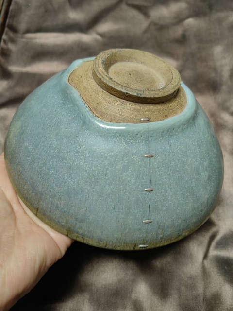 古玩陶瓷雪花元鈞窯碗鶴壁窯口大窯口銀丁修復。拍賣,當前價格4000元