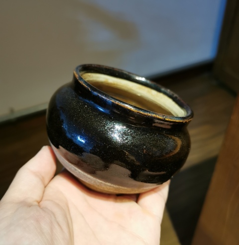 古玩陶瓷元代?磁州窯黑釉茶入拍賣,當前價格777元