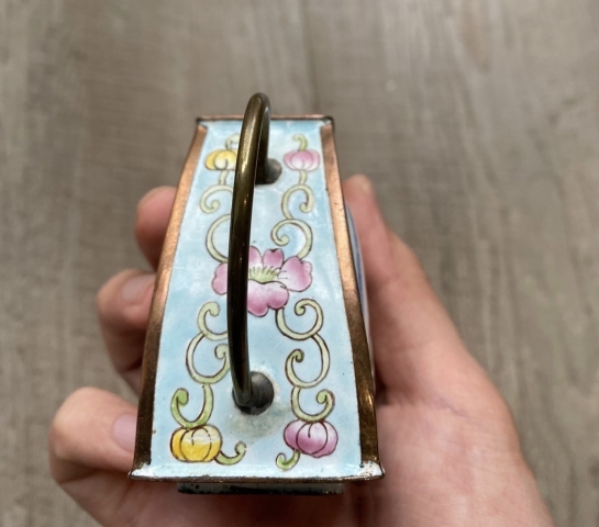 古玩雜項民國銅胎畫琺瑯花卉紋茶壺水滴拍賣，當前價格1288元
