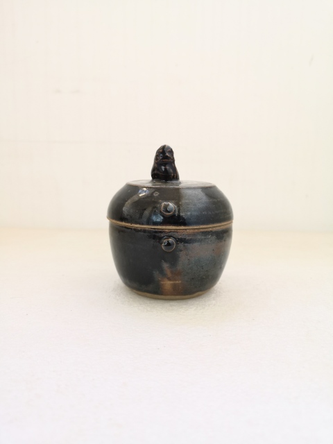 古玩陶瓷黑釉蓋罐拍賣,當前價格398元
