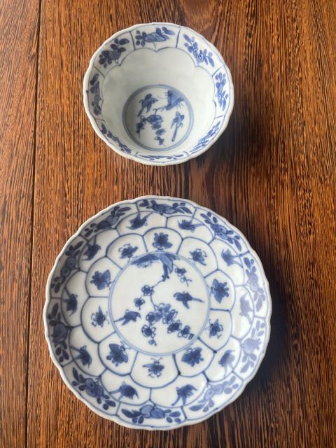 古玩陶瓷清康熙青花喜上眉梢紋杯碟拍賣，當前價格6000元