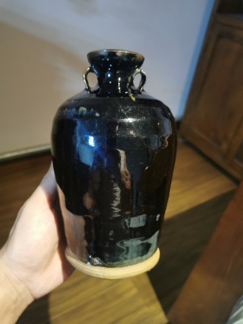 古玩陶瓷清中早·黑釉雙系瓶拍賣,當前價格999元