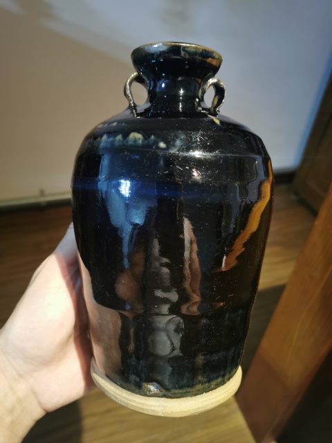 古玩陶瓷清中早·黑釉雙系瓶拍賣,當前價格999元