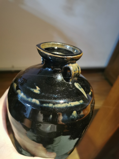 古玩陶瓷清中早·黑釉雙系瓶拍賣,當前價格999元