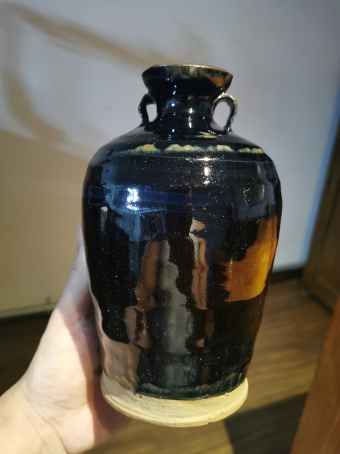 古玩陶瓷清中早·黑釉雙系瓶拍賣,當前價格999元
