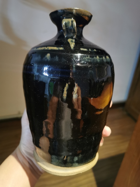古玩陶瓷清中早·黑釉雙系瓶拍賣,當前價格999元