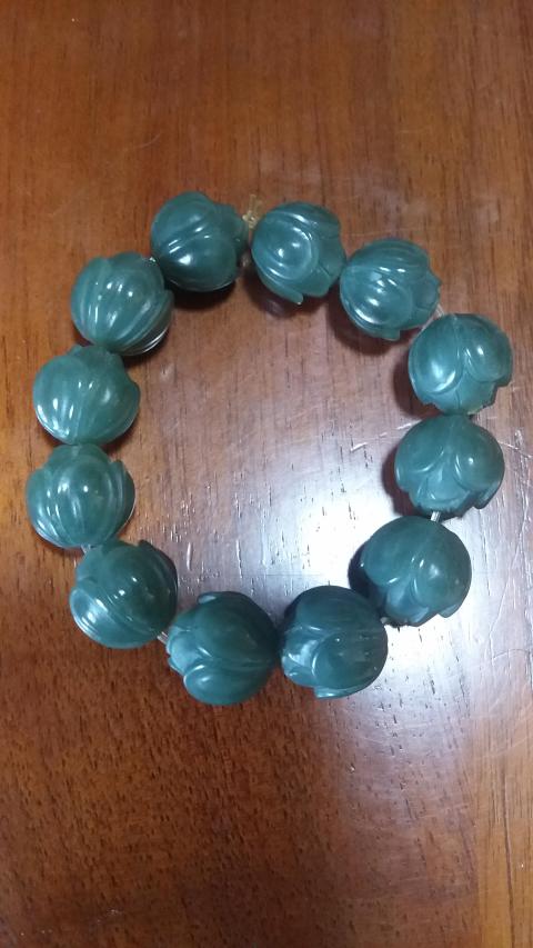 古玩雜項(xiàng)玉雕蓮花珠子手串460拍賣(mài)，當(dāng)前價(jià)格460元