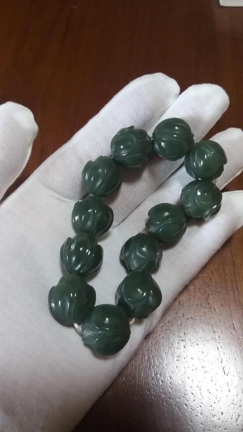古玩雜項(xiàng)玉雕蓮花珠子手串460拍賣(mài)，當(dāng)前價(jià)格460元