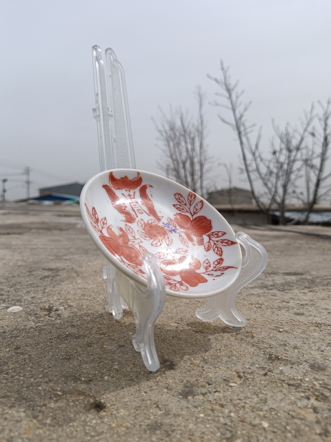 古玩陶瓷民國.礬紅福壽三多紋盤拍賣,當前價格118元