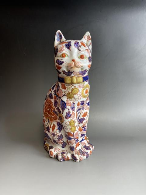 域鉴古玩】青花矾红描金富贵猫塑像鉴定结果_青花矾红描金富贵猫