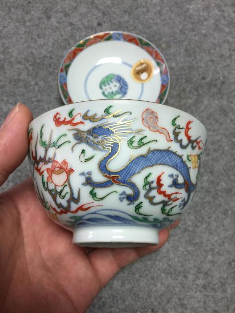 古玩陶瓷青花五彩蓋碗拍賣,當前價格2999元