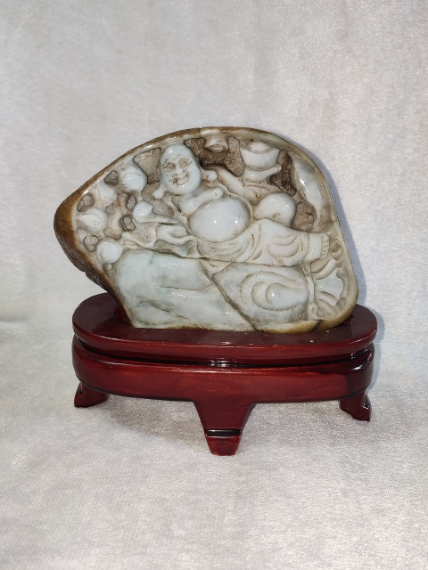 古玩雜項(xiàng)翡翠雕刻彌勒佛擺件拍賣(mài),當(dāng)前價(jià)格3998元