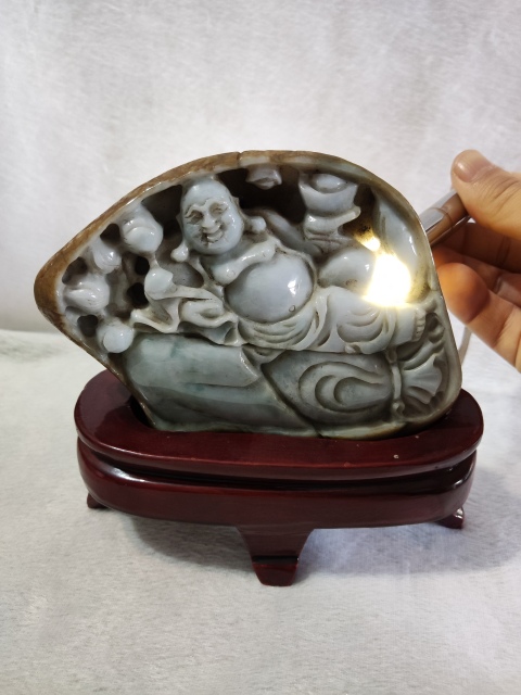 古玩雜項(xiàng)翡翠雕刻彌勒佛擺件拍賣(mài),當(dāng)前價(jià)格3998元