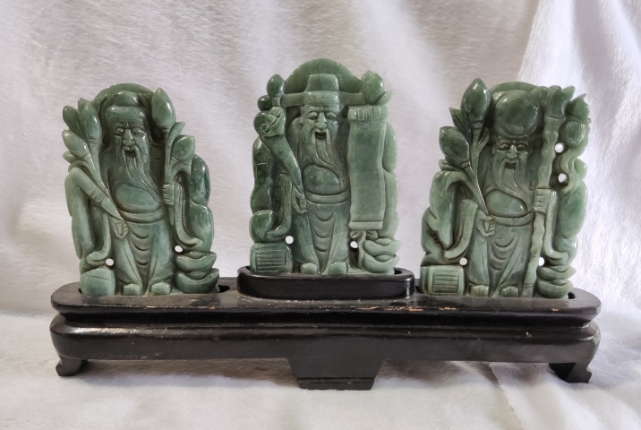 古玩雜項翡翠雕福祿壽三星擺件拍賣,當前價格6888元