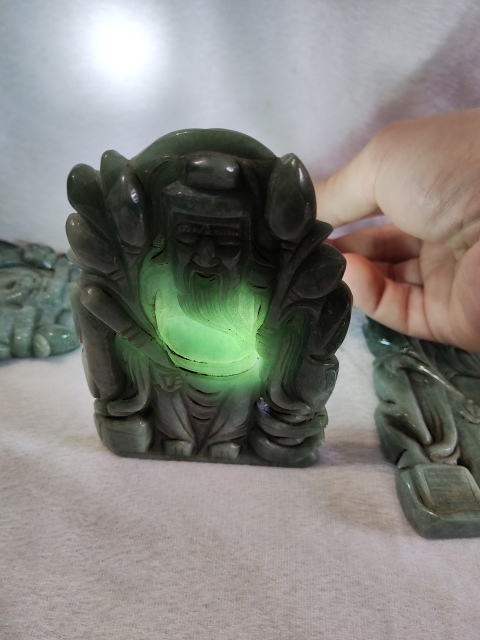 古玩雜項翡翠雕福祿壽三星擺件拍賣,當前價格6888元