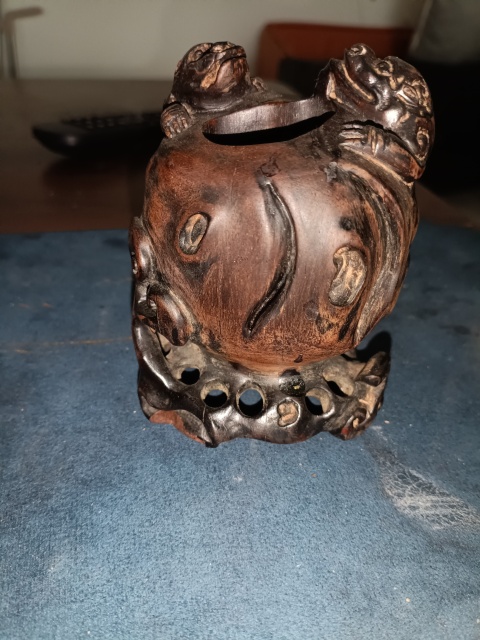 古玩雜項清代紅木雕螭虎香插拍賣，當前價格3800元