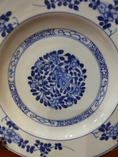 古玩陶瓷清康熙花卉紋青花盤拍賣，當前價格2000元