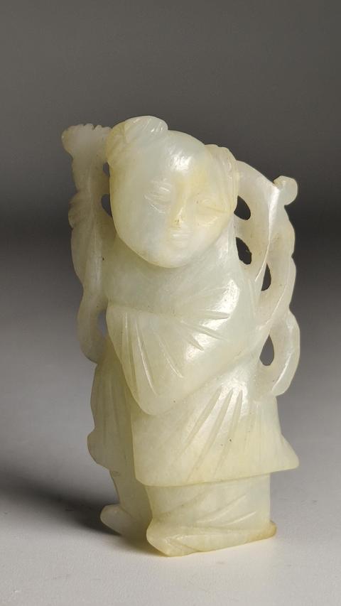 中国古美術品　清の時代　和田白玉 砡　童子如意　蘇工　53g 中国古美術品 清の時代 和田白玉 砡 童子如意 蘇工 53g 中国古