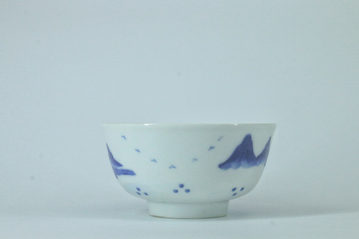 古玩陶瓷晚清·青花漁樵耕讀茶碗拍賣，當前價格1688元