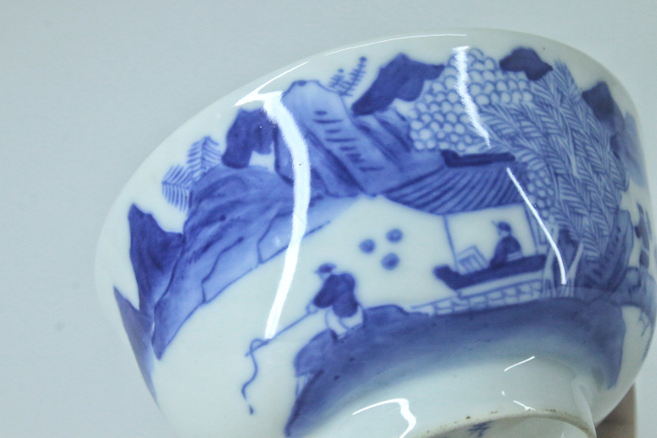 古玩陶瓷晚清·青花漁樵耕讀茶碗拍賣，當前價格1688元