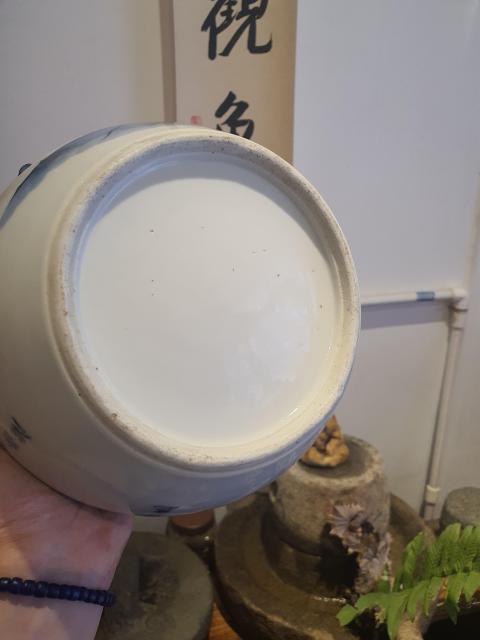 古玩陶瓷清晚青花加紫松鹿詩文粥罐拍賣,當前價格2800元